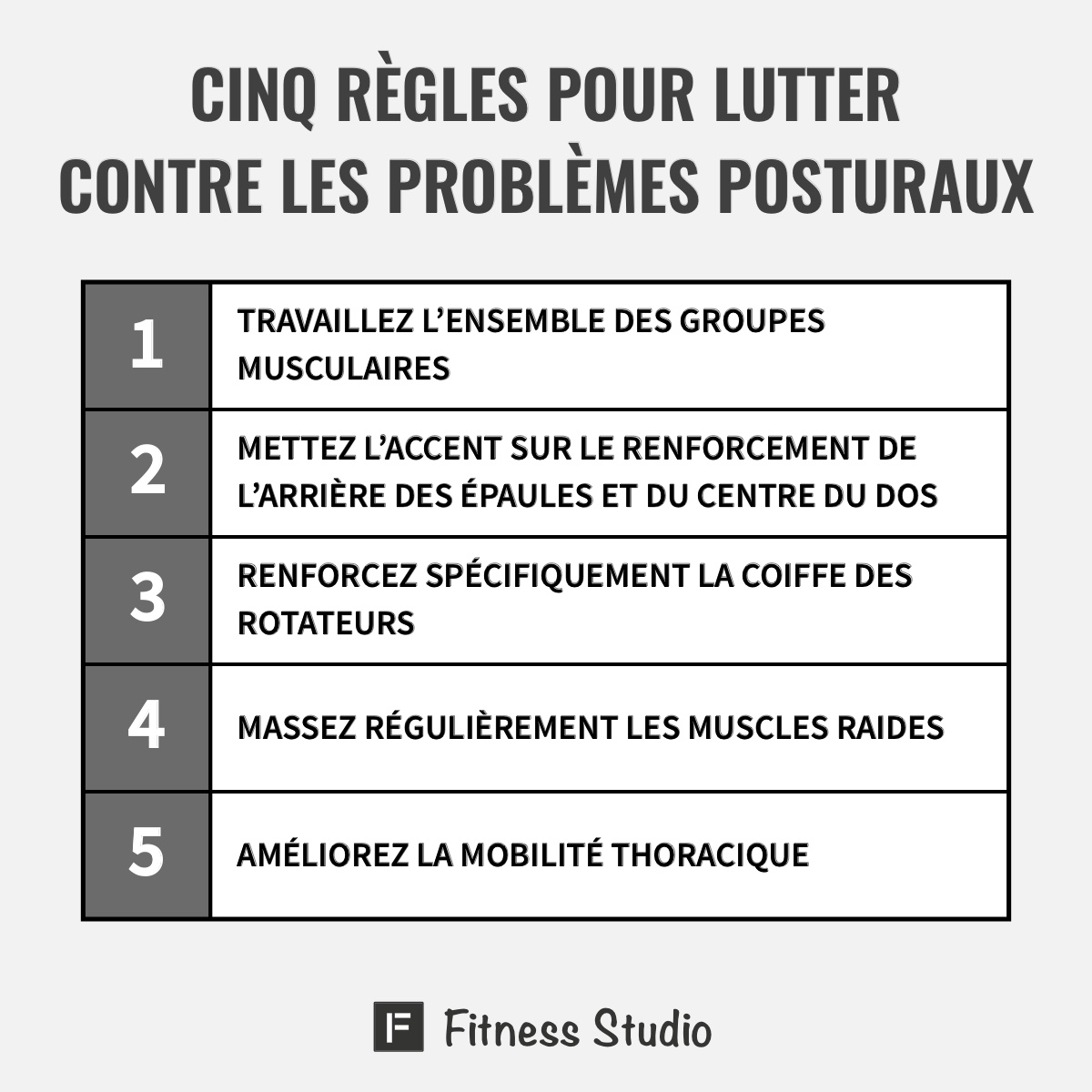 Cinq règles pour lutter contre les déséquilibres musculaires et posturaux