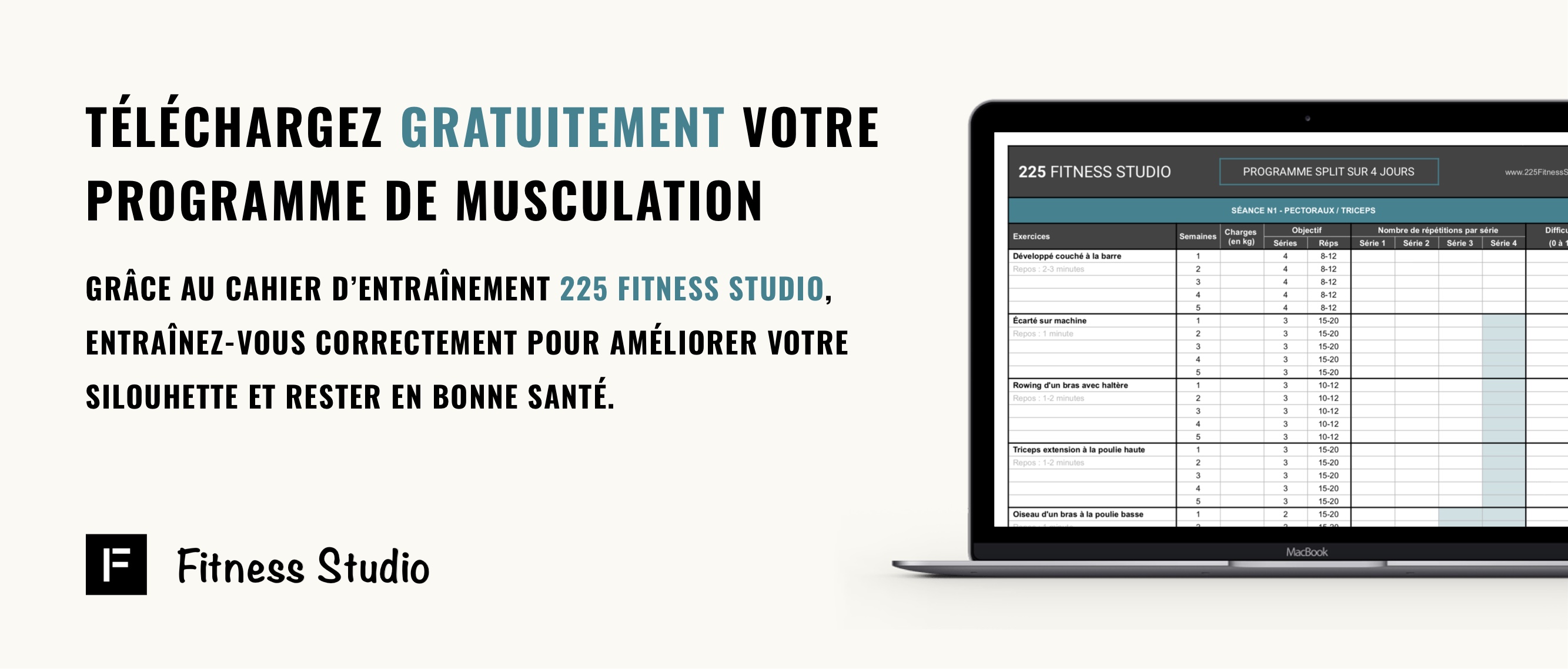 Téléchargez gratuitement votre programme de musculation